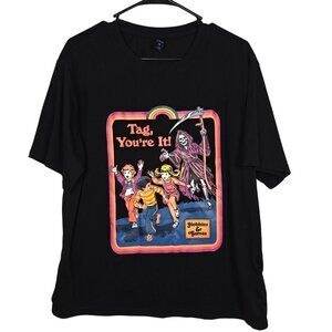 Tag You're It Halloween Graphic T-Shirt Black Medium Grim Reaper Steven Rhodes